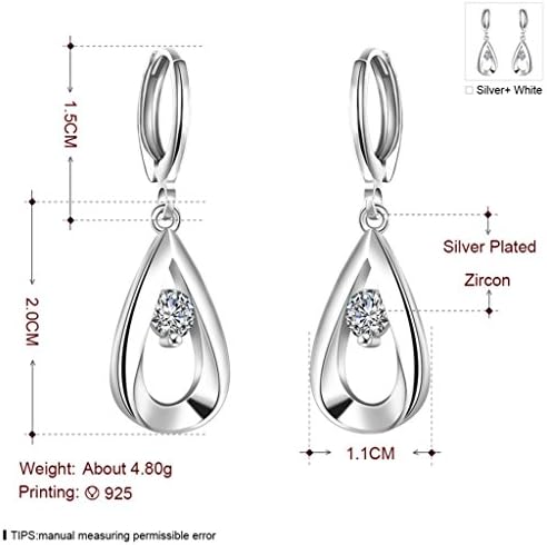 BLINGEL Women's Fashion Jewelry Brass Plated with 925 Sterling Silver Pretty CZ Crystal in Water Drop Dangle Earrings