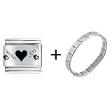 41xTTEf6czL. SL160  Mother Son Hearts Italian Charm Bracelet