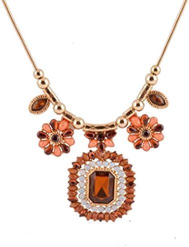 Snowman Lee Vintage Crystal Flowers Choker Statement Necklace For Women (red)