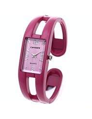 Womens Quartz Wristwatch Pink Alloy Band Rectangle Dial Arabic Numeral Marks