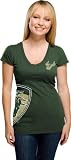 South Florida Bulls Womens Dark Green Cossett Mascot Deep V-Neck Tee