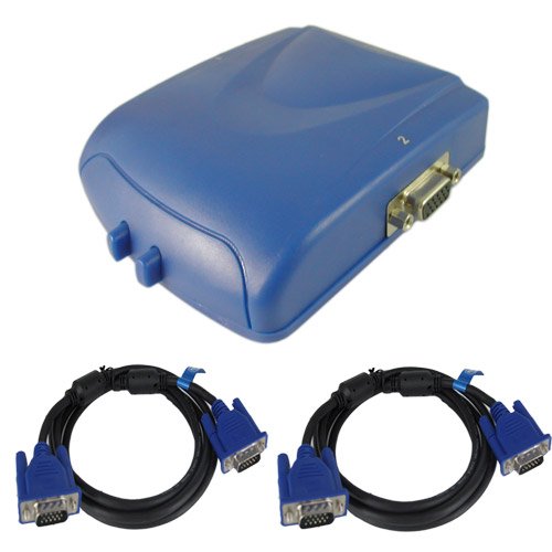 RedTagTown 2 Ports VGA Sharing Switch 2 PC Share 1 Monitor + 5 Feet VGA Cable