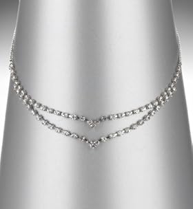 2 Row Diamanté V Necklace