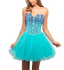Tulle Summer Beaded Backless Short Sweetheart Homecoming Dress 