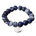 Sterling Silver "Live, Love, Laugh" Charm & Sodalite Stretch Bracelet