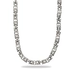 18 Rhodium Plated Square Byzantine Chain Necklace