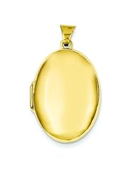 14K Yellow Gold Domed Oval Locket Pendant Jewelry |A