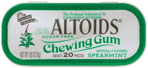 Altoids Chewing Sugar Free Gum, Spearmint, 1.05-Ounce Tins (Pack of 10)