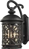 IMAGE OF Elk 42061/2 2-Light Outdoor Sconce In Weathered Charcoal And Clear Seeded Glass