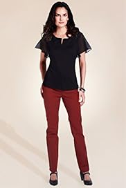 Per Una Notched Scoop Neck Chiffon Trim Top