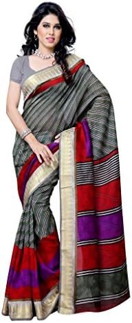 Diva Fashion Women's Surat Art Silk Printed Saree Free Size Grey