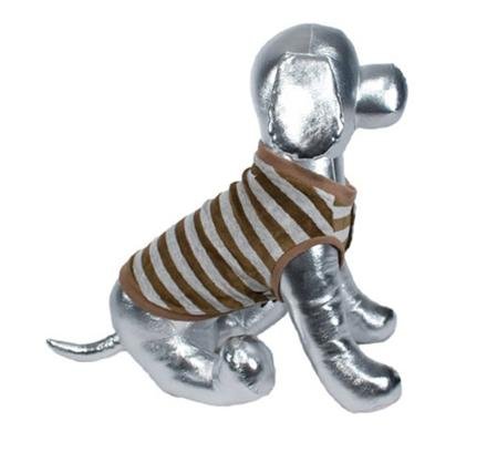 Designer Dog Apparel - Velour Striped Shirt for Dogs - Brown Striped - Size 16 - Medium