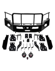 WARN 76401 Heavy Duty Front Bumper with Grille and Brush Guards - Black
