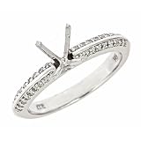 0.25ct Diamond Engagement Semi Mount Ring Pave Setting 14K White Gold (SI Clarity, F Color)