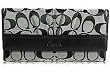 Coach Soho Pleated Signature Checkbook Wallet (BLACK)