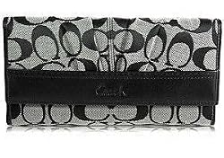 Coach Soho Pleated Signature Checkbook Wallet (BLACK)