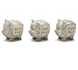 Set of 3 Piggy Banks w/ Masculine Messages Porcelain