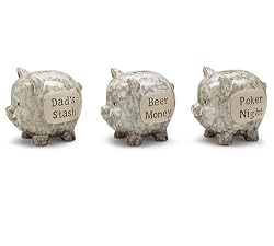 Set of 3 Piggy Banks w/ Masculine Messages Porcelain