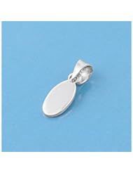 Sterling Silver Tiny Engraveable Pendant Polished Cute Charm Pure 925 New 9mm with 0.8mm Snake Chain