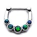 UMBRELLALABORATORY Tribal Organic Septum clicker with 16g 5pcs Black Opals Nose-Ear-Lip Ring Earring Body Piercing Jewelry w 77