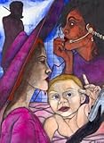 Kunstdruck "Frauen, Kinder & Karriere" von Barnim Millarg auf Leinwand mit Keilrahmen