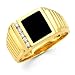 Mens Black Onyx Diamond Pinky Ring 14k Yellow Gold Band (1/10 Carat)
