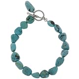 Sterling Silver and Genuine Turquoise Nugget Toggle Bracelet, 7.5