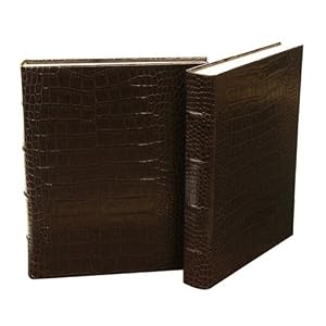 Crocodile Genuine Italian Leather Bound Album, 60 Pages, Photo Squares Included, 8" x 9-1/2"
