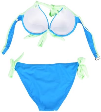 Simplicity® Neck Sides Supportive Contrast Trim Straps Bikini, Blue/Green, L