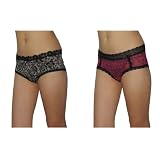 2 PACK: Ladies Marilyn Monroe Sexy Lace Stretch Hipster Brief Panties Underwear / Knickers - Multicolor