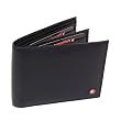 Men's Leather Wallet - Euro Traveler style with Center Flip ID Window - Black Comes in a Gift Bag - By Alpine Swiss