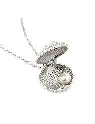 Seashell Cz and Freshwater Pearl Locket with 16 Plus 1 Chain