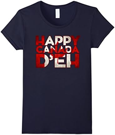 Women's Happy Canada D'eh (Day) T-Shirt Medium Navy