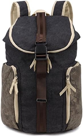 Sannea Men's Belted Black Canvas Backpack Hiking Backpacks for Man