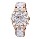 Anne Klein New York Women's 122020WMRG Genuine Diamond Rosegold-Tone White Ceramic Multi-Function Bracelet Watch
