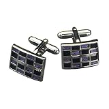CUFFLINKS WITH A COLORFUL SQUARE PATTERN, RHODIUM PLATED