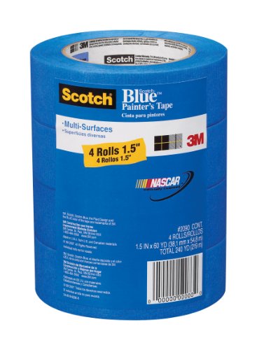 ScotchBlue Painters Tape for Multi-Surfaces 2090-1.5A-4X, 1-1/2 Inches by 60 Yards, 4 Rolls