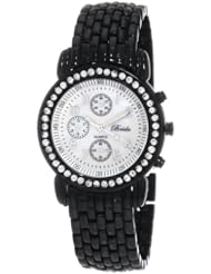 Breda Womens 4952_Blk "Grace" Mother-Of-Pearl Dial Rhinestone Bezel Metal Band Watch