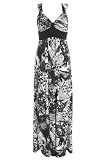 Black and Grey Butterfly Print Maxi Dress