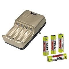 Hama Delta Slim Stecker-Ladegerät Set inkl. 4 Hama Akkus AA 2700 mAh champagner