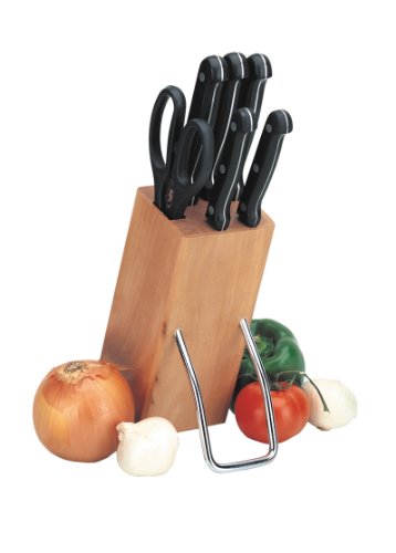 Kittamor 6-Piece 18/8 Stainless Steel Knife Set Plus Hardwood Block