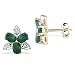 10k Yellow Gold 10mm Emerald and Diamond Floral Stud Earrings
