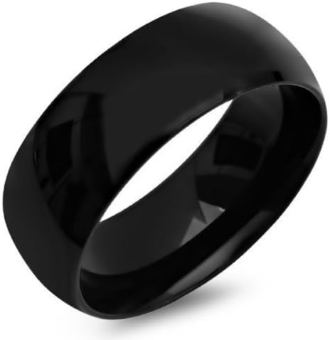 Stainless Steel Comfort Fit 8mm Black Wedding Band Ring