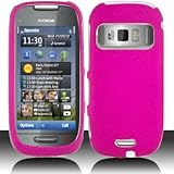 Pink Hard Plastic Rubberized Case Cover for Nokia C7 Astound