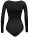 BEKDO Womens Basic Solid Long Sleeve Scoop Neck Bodysuit with Stretch-S-BLACK