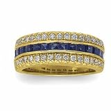 14K Yellow Gold Sapphire & Diamond Bridal Anniversary Band Ring