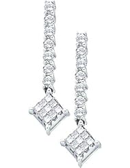 14KT White Gold 0.51 CTW Princess Round Diamond Ladies Fashion Earrings