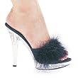 5 Inch Womens Sexy Kitten Heels Low Heel Shoe Slip On Slide Mule Maribou Slipper