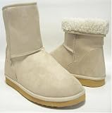 Ivory Off White Winter Sheepskin Boots Vegan Fleece Women