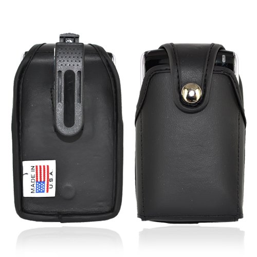 for Blackberry 8800 Pouch Case BLACK LEATHER Belt Clip